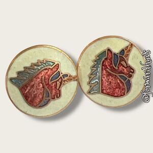 Beautiful Cloisonné Unicorn Earrings – Vibrant and Detailed Design